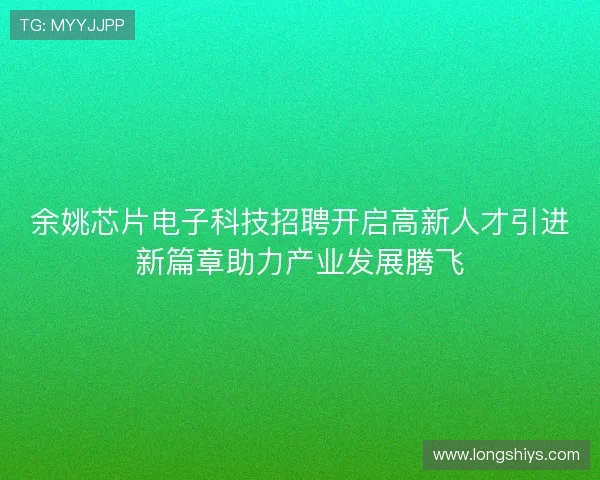 余姚芯片电子科技招聘开启高新人才引进新篇章助力产业发展腾飞